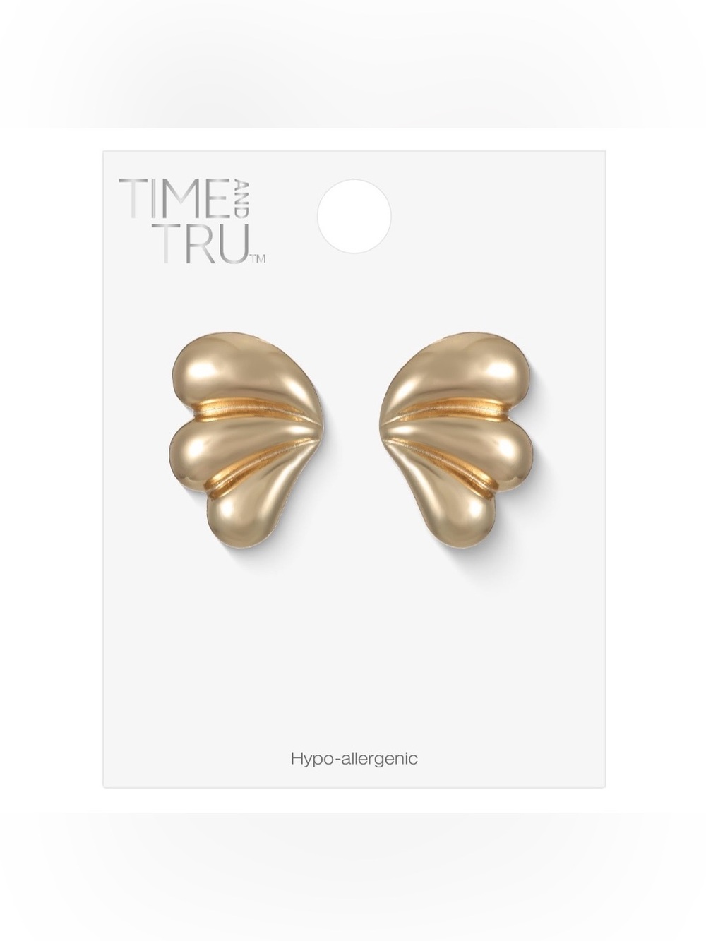 Time and Tru Gold Sculpted Petal Fan Stud Earrings